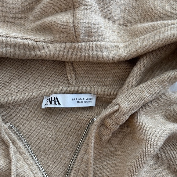 Zara Beige Hooded Knit Jacket - Picture 2 of 4
